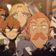 Team Voltron examining an oddity on a strange planet.